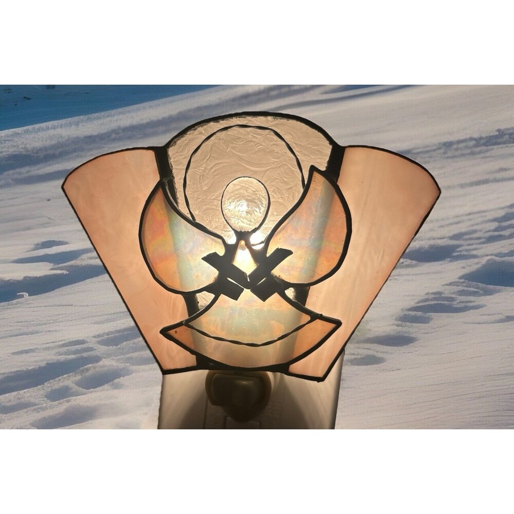 Eagle Opaque Angel Stained Glass Nite Lite Night Light Vintage USA Christmas